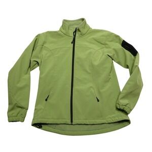 Black Diamond Jacket Womens Large Green Softshell Fleece Lined Full Zip Hiking